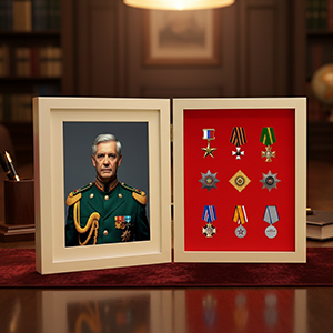 Рамка для военного БЕЛАЯ, витрина для наград и медалей